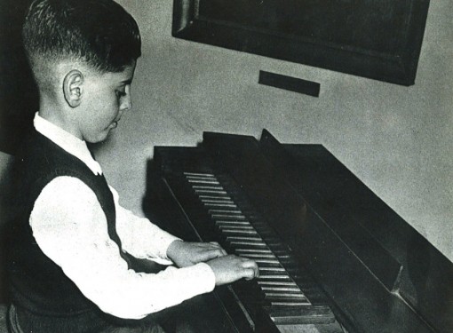 Playing the spinet, Mozart's birthplace, Salzburg, 1952