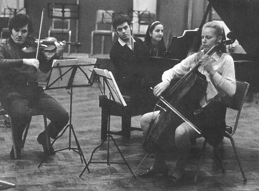 Recording with Jacqueline and Pinchas Zukerman, Abbey Road Studios, London, 1969