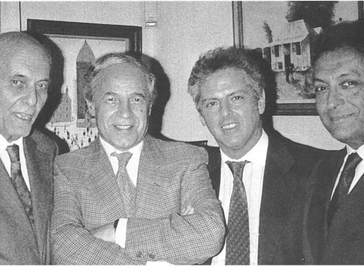With Sir Georg Solti, Pierre Boulez and Zubin Mehta after a concert by the Orchestre de Paris in London, 1988