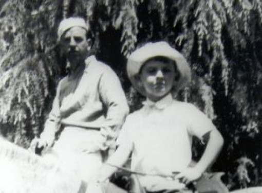 With his father, 1950