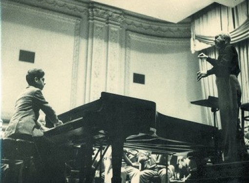 With Leopold Stokowski in rehearsal, Carnegie Hall, 1957